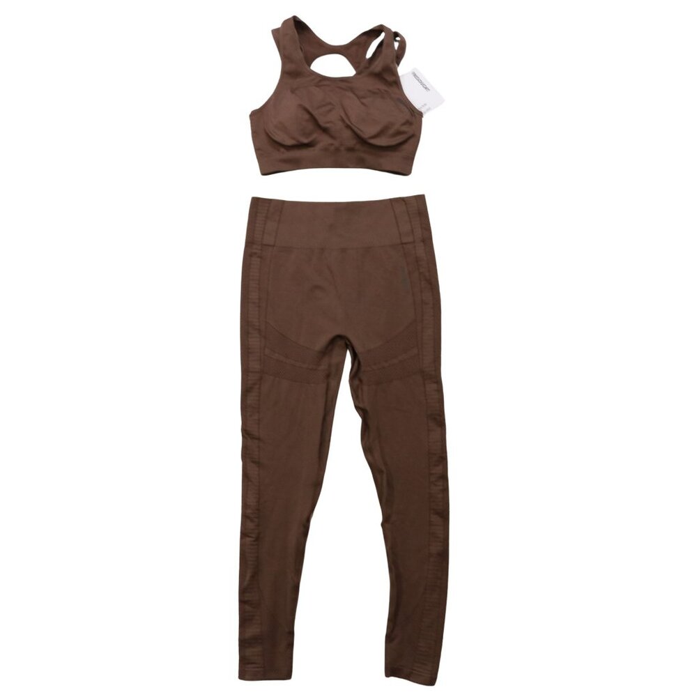 Fresought Enginery Seamless Workout Set Brown Stretch Support